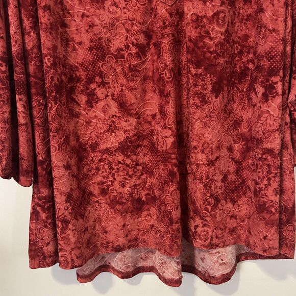 Studio Works Top Womens 3X Red dark Floral artsy grunge romantic office boho - Picture 3 of 12
